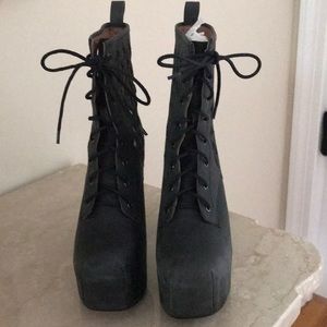Jeffrey Campbell Spade Black Washed Boots